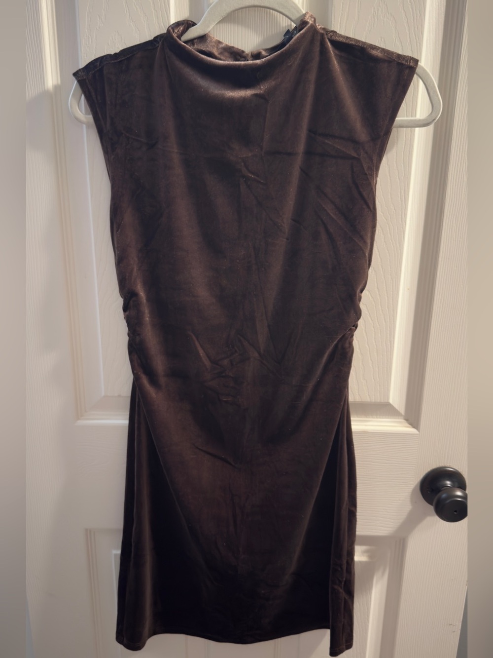 Chocolate  Brown Velvet Sleeveless Mini Dress
